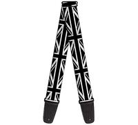 Buckle-Down GS-W32124 Guitar Strap Union Jack Distressed Black White 2 Inches Wide, 34-60"