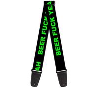Buckle-Down GS-W32827 "BEER FUCK YEAH Black/Neon Green" Guitar Strap