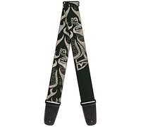 Buckle-Down GS-W32845 "BD AUTHENTIC SEATBELT BELT SINCE 1993 Flames Olive/Tan" Guitar Strap