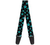 Buckle-Down GS-W33916 Guitar Strap - Multi Stars Black/Turquoise - 2" Wide - 29-54" Length