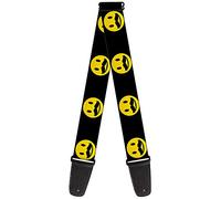 Buckle-Down GS-W33918 "Mustache Happy Face2 Black/Yellow/Black" Guitar Strap