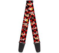 Buckle-Down GS-W34285 "Pin Up Girl Poses Buffalo Plaid Blocks Black/Red" Guitar Strap