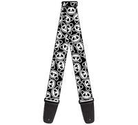 Buckle-Down GS-W34513 Guitar Strap Scattered Panda Bear Cartoon2 Black White, 2" Wide - 29-54" Length