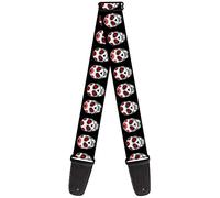 Buckle-Down GS-W34551 "Sugar Skulls Black/White/Red" Guitar Strap