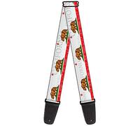 Buckle-Down GS-W35559"CALIFORNIA Bear/Star/Crackle Stripe White/Gray/Red" Guitar Strap