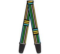 Buckle-Down GS-W37131 "Stripe Blocks Black/Multi Pastel" Guitar Strap