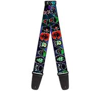 Buckle-Down GS-WDC045 Guitar Strap - SUICIDE SQUAD 10 Character Faces/Logos Multi Color/White, 2" Wide 29-54" Length
