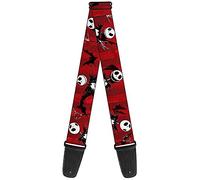 Buckle-Down GS-WDY035 Guitar Strap Nightmare Before Christmas Jack Poses Bats Red Stripe 2 Inches Wide, 34-60"
