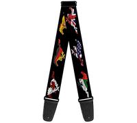 Buckle-Down GS-WFM018 Guitar Strap - "Mustang Silhouette Black/International Flags"