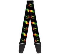 Buckle-Down GS-WGD018 Guitar Strap Steal Your Face Lightning Bolt Repeat Black Rasta 2 Inches Wide, 34-60"