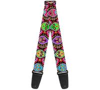 Buckle-Down GS-WTY007 Guitar Strap - Six Sugar Skulls Multi Color, 2" Wide & 29-54" Length