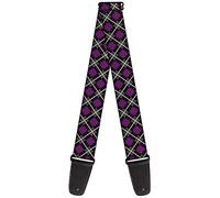 Buckle-Down Guitar Strap Argyle Black Gray Purple 2 Inches Wide (GS-W30102)