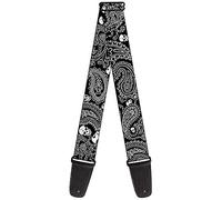 Buckle-Down Guitar Strap Bandana Skulls Black White 2 Inches Wide (GS-W30203)