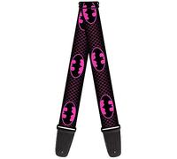 Buckle-Down Guitar Strap Batman Shield Chainlink Black Hot Pink 2 Inches Wide (GS-WBM163)