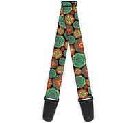 Buckle-Down Guitar Strap Boho Mandala Black Yellow Turquoise Orange 2 Inches Wide (GS-W32881)