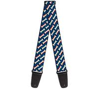 Buckle-Down Guitar Strap Bones Blue Tan Red 2 Inches Wide