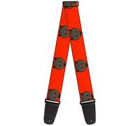 Buckle-Down Guitar Strap Brown Bear Repeat Orange 2 Inches Wide