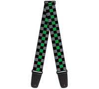 Buckle-Down Guitar Strap Checker Black Gray 1 Green 2 Inches Wide