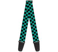 Buckle-Down Guitar Strap Checker Black Teal 2 Inches Wide (GS-W32914)