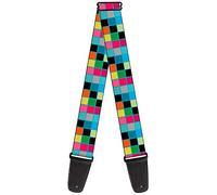 Buckle-Down Guitar Strap Checker Bright Pastel Outline 2 Inches Wide