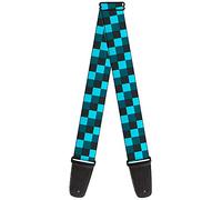 Buckle-Down Guitar Strap Checker Trio Baby Blue Black Turquoise 2 Inches Wide (GS-W32979)