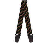 Buckle-Down Guitar Strap - Checker Trio Tan/Black/Olive - 2" Wide - 29-54" Length