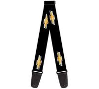 Buckle-Down Guitar Strap Chevrolet Bowtie Black Gold White 2 Inches Wide (GS-WCH007)