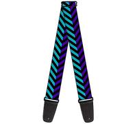 Buckle-Down Guitar Strap - Chevron3 Split Turquoise/Purple/Black - 2" Wide - 29-54" Length