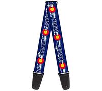 Buckle-Down Guitar Strap - Colorado ASPEN Flag/Snowy Mountains Weathered2 Blue/White/Red/Yellows - 2" Wide - 29-54" Length