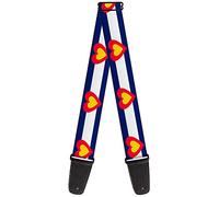 Buckle-Down Guitar Strap Colorado Heart Blue White Red Yellow 2 Inches Wide