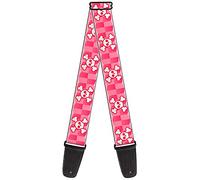 Buckle-Down Guitar Strap Cute Skulls Checkers Pinks White 2 Inches Wide