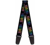 Buckle-Down Guitar Strap - Dancing Skeletons Black/Multi Color - 2" Wide - 29-54" Length