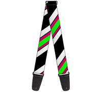 Buckle-Down Guitar Strap Diagonal Stripes Black White Pink Green 2 Inches Wide
