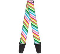 Buckle-Down Guitar Strap Diagonal Stripes White Multi Color 2 Inches Wide