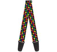 Buckle-Down Guitar Strap Diamonds Black Multi Neon 2 Inches Wide
