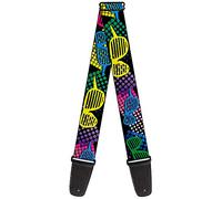 Buckle-Down Guitar Strap - Eighties Shades Black/Neon - 2" Wide - 29-54" Length