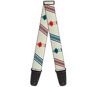 Buckle-Down Guitar Strap Fire Hydrants Stripes Tan Blues Reds 2 Inches Wide