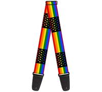 Buckle-Down Guitar Strap Flag American Pride Rainbow Black 2 Inches Wide (GS-W30696)