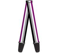 Buckle-Down Guitar Strap Flag Asexual Black Gray White Purple 2 Inches Wide