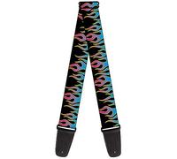 Buckle-Down Guitar Strap - Flames Black/Blue/Pink - 2" Wide - 29-54" Length