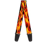 buckle-down Guitar Strap Flames Vivid Black/Orange, 2 Inches Wide - 29-54 Inches Length