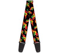 Buckle-Down Guitar Strap Flaming Cherries Scattered Black 2 Inches Wide