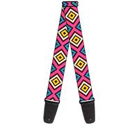 Buckle-Down Guitar Strap Geometric1 Burgundy Pink Tan Yellow Baby Blue 2 Inches Wide