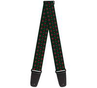 Buckle-Down Guitar Strap Geometric3 Black Forest Green Red 2 Inches Wide (GS-W30757)