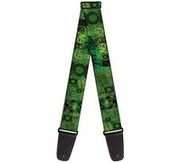Buckle-Down Guitar Strap Green Lantern Logo Collage Weathered Greens 2 Inches Wide (GS-WGL012)