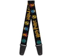Buckle-Down Guitar Strap - HARRY POTTER Hufflepuff/Ravenclaw/Gryffindor/Slytherin Coat of Arms Black - 2" Wide - 29-54" Length