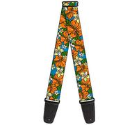 Buckle-Down Guitar Strap Hibiscus Collage Blue Orange Yellow 2 Inches Wide (GS-W30871)