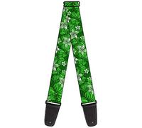 Buckle-Down Guitar Strap Hibiscus Collage Green Shades 2 Inches Wide