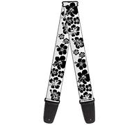 Buckle-Down Guitar Strap Hibiscus White Black 2 Inches Wide