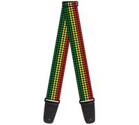 Buckle-Down Guitar Strap Houndstooth Black Rasta 2 Inches Wide (GS-W30827)